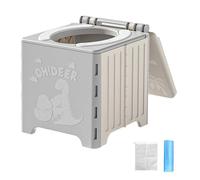 Portable Camping Toilet, Folding Travel Potty, Easy Assembly Seat, Compact Outdoor Gear, Durabled Adult Child Use, Perfect for Rv, Hiking, Fishing, Beach, Car, Toddler, Elderly, 23x22x23cm Gray