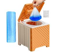 Portable Camping Toilet - Garbage Can 9.06x9.06x8.66 inches - 154lbs Weight Capacity Camping Potty wth PVC Pad - for Boy Girl Women Men Elderly RV Travel Hospital Car Road Trip Hiking Outdoor Events