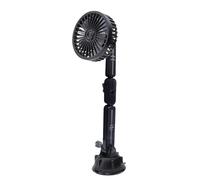 Portable Car Fan Quiet Auto Cooler, 3 Speed Adjustable Usb Fan, Rotating Head with Strong Suction, 10w Power, Black, Long/Short Style for Car, Camping, Travel, Road Trips