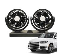 Portable Car Fan, USB Car Fan, 2 Heads 360 Degree Rotatable Vehicle Air Circulation Auto Cooling Device for Small Cars Large Trucks Van SUV RV Back Seat Dashboard Noise Strong Airflow Powerful Wind