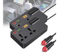 Portable Car Inverter 12V/24V to 220V with Digital Display, Smart Vehicle Power Converter for Car Truck Road Trip, Fast Charging USB Ports and Cigarette Lighter Socket (2 Pcs)