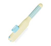Portable Cat Comb - Self Cleaning Tool, Anti-Slip Grooming Brush for Grooming, Metal Teeth Rake, Pet Care Accessory with Push-Button Release, Gentle Pet Comb for Brushing Massaging and Cleaning