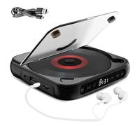 Portable CD Player, Portable Bluetooth-Compatible CD-Player with Headphones, Mini Rechargeable, Supports USB/BT and Repeat Modes for Home, Office, Travel (Black)