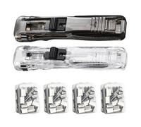 Portable Clip Stapler, Handheld Paper Crimper Tool, 4.52x0.9x0.59 Inch Desk Stapler with Reusable Clips, Durable Staplers, Document Binding Tool with Compact Design, Paper Fastener for Office