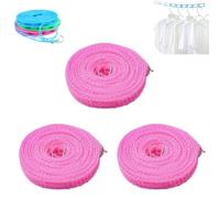 Portable Clothesline for Outdoor & Home,3 PCS Adjustable Windproof Non-Slip Clothesline with Hooks,Knot Free Anti-Bunching Grid Travel Clothes Line for Camping,RV Trips,Backyard