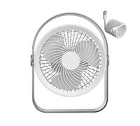 Portable Desk Fan - 5 Speed Rechargeable Cooler with LED Light, 360 Degree Adjustable Mini Fan, USB Powered Personal Cooling Blower for Home Office Bedroom Outdoor Travel Camping