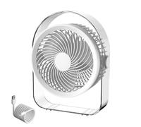 Portable Desk Fan, Rechargeable Mini Blower, 5 Speed Cooling Fan, 360 Degree Adjustable Tilt Air Circulator with Led Light for Home Bedroom Dorm Travel Camping Outdoor Beach Kitchen 18.8x8x23.7cm