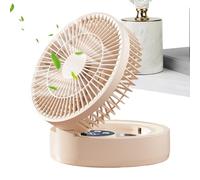 Portable Desk Fan, USB Charging Foldable Ventilator, Quiet Table Fan with Timer Function, Built-in LED Light and Makeup Mirror, Portable Cooling Accessory for Dormitory Bedside Workshop Car School