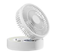 Portable Desk Fan, USB Charging Foldable Ventilator, Quiet Table Fan with Timer Function, Built-in LED Light and Makeup Mirror, Portable Cooling Accessory for Dormitory Bedside Workshop Car School
