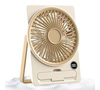 Portable Desktop Fan, Personal Small Air Cooler, Usb Rechargeable Cooling Device, Six Speed Adjustable with Lcd Display Ideal for Dorm, Study, Bedroom, 5.71x1.57x7.09 Inches