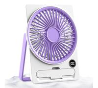 Portable Desktop Fan, Personal Small Air Cooler, Usb Rechargeable Cooling Device, Six Speed Adjustable with Lcd Display Ideal for Dorm, Study, Bedroom, 5.71x1.57x7.09 Inches