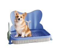 Portable Dog Litter Tray, Multifunctional Dog Pee Station, Indoor Litter Box for Dogs, Easy to Clean Dog Potty Training Tray 18.5x14.37x13.19 Inches for Dogs, Puppy (Blue, Gray)
