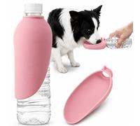 Portable Dog Water Bottle, Slicone Portable Dog Water Dispenser, Dogs Drinking Bottle Portable Leak Proof & Foldable for Travel, Walking & Hiking，Pink