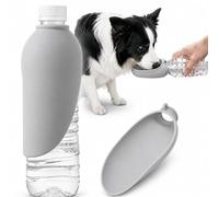Portable Dog Water Bottle, Slicone Portable Dog Water Dispenser, Dogs Drinking Bottle Portable Leak Proof & Foldable for Travel, Walking & Hiking，Gray