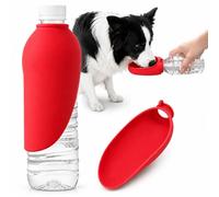 Portable Dog Water Bottle, Slicone Portable Dog Water Dispenser, Dogs Drinking Bottle Portable Leak Proof & Foldable for Travel, Walking & Hiking，Red