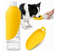 Portable Dog Water Bottle, Slicone Portable Dog Water Dispenser, Dogs Drinking Bottle Portable Leak Proof & Foldable for Travel, Walking & Hiking，Yellow