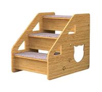 Portable Dogs Bed Steps, 3 Feet Pet Ladder, Wooden Cat Step, For Beds, Sofas, & Car, 40x35x30cm, 2000g, Study and Comfortable, Brown Color, Different Design