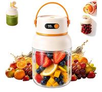 Portable Electric Juicer Cup with Zero Cord Hassle, Wireless Personal Juicer Cup USB Rechargeable Blender, 2-In-1 Dual Lid Design for Shakes and Smoothies, for Gym, Office, Travel (800ml)