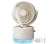 Portable Fan, Rechargeable Fan with Light, 9.06x5.91x4.72 Inches Small Handheld Ventilator, Quiet Personal Air Cooler for Home, Battery Operated Fans