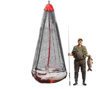 Portable Fish Bag - Nylon Mesh Fishing Storage, Compact Angler Catch Carrier | Durable Lightweight Fish Holder Organizer Outdoor Fishing Gear Equipment Essential Travel Companion for Lake River Pond F