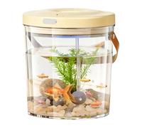 Portable Fish Tank - Rechargeable, Desktop Fish Tank, Transparent PC, Aquarium Starter Kit | Glass Fishh Bowl for Tropical Betta Goldfissh Aquarium Hydroponic Planter