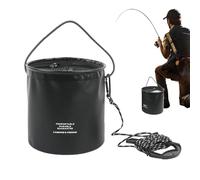 Portable Fishing Bucket - Live Bait Container with Aerator Hole | Thick Acrylic Body with Foldable Handle, Sturdy Water Storage Bucket for Kayak Boat Shore and Outdoor Fishing 7.09x7.09x8.66 in