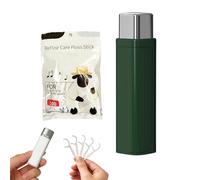 Portable Floss Dispenser with 100 Pcs Dental Floss, Flosses Pick Box, Automatic Dental Flosspick Case, Upgrade Automatic Flossdispenser for Home, Travel & Dating (Green)