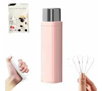 Portable Floss Dispenser with 100 Pcs Dental Floss, Portable Automatic Floss Dispenser, Refillable Automatic Dental Floss Pick Case,Easy to Use, for Dating Travel Family Home Hotels (Pink)