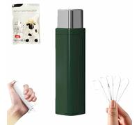 Portable Floss Dispenser with 100 Pcs Dental Floss, Portable Automatic Floss Dispenser, Refillable Automatic Dental Floss Pick Case,Easy to Use, for Dating Travel Family Home Hotels (Green)