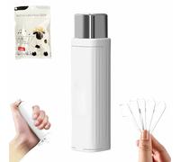 Portable Floss Dispenser with 100 Pcs Dental Floss, Portable Automatic Floss Dispenser, Refillable Automatic Dental Floss Pick Case,Easy to Use, for Dating Travel Family Home Hotels (White)