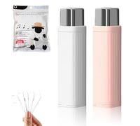 Portable Floss Dispenser with 100 Pcs Dental Floss,Refillable Dental Floss Pick Case,Upgrade Portable Automatic Floss Compact Travel Floss Organizer for Home,Family, Hotel & Dating (2PCS-B)