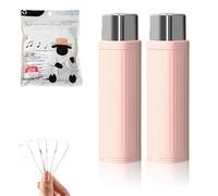 Portable Floss Dispenser with 100 Pcs Dental Floss,Refillable Dental Floss Pick Case,Upgrade Portable Automatic Floss Compact Travel Floss Organizer for Home,Family, Hotel & Dating (2PCS-Pink)