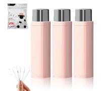 Portable Floss Dispenser with 100 Pcs Dental Floss,Refillable Dental Floss Pick Case,Upgrade Portable Automatic Floss Compact Travel Floss Organizer for Home,Family, Hotel & Dating (3PCS-Pink)