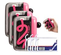Portable Floss Pick Dispenser with One-Touch Eject, Travel Floss Picks Case with 50 floss, Compact Unit Holding 15-16 Refillable Flossers for Travel and Home Using (3 Set Black)