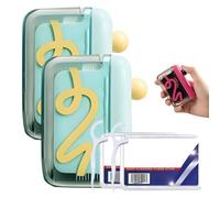 Portable Floss Pick Dispenser with One-Touch Eject, Travel Floss Picks Case with 50 floss, Compact Unit Holding 15-16 Refillable Flossers for Travel and Home Using (2 Set Green)