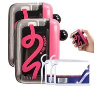 Portable Floss Pick Dispenser with One-Touch Eject, Travel Floss Picks Case with 50 floss, Compact Unit Holding 15-16 Refillable Flossers for Travel and Home Using (2 Set Black)