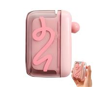 Portable Floss Pick Dispenser with One-Touch Eject, Travel Floss Picks Case with Clear Cover, ompact Case Can Holds 15-16 Refillable Flossers, for Travel and Home Use (Pink with 50 Floss Picks)