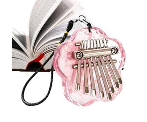 Portable Flower Translucent, 8 Key Acrylic Thumb Piano, 3x2 Instrument with Crystal Build, Handheld Music Gear, Floral Motif with Elegant Style, Party School for Outdoor Travel