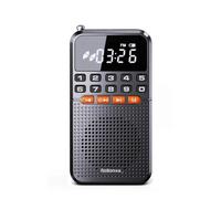 Portable FM Mini Radio Dual Antenna Pocket Radio Receiver Bluetooth Speaker TF Card Music Player with LED Flashlight