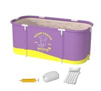 Portable Foldable Adult Bathtub 45.3x23.6x19.7 Inch, Large Indoor Soaking Ice Hot Spa Tub Compact Shower Stall Use, Bathroom Recovery Bath Container for Apartment Travel
