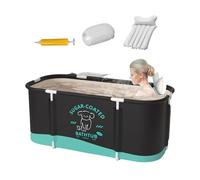 Portable Foldable Adult Bathtub 45.3x23.6x19.7 Inch, Large Indoor Soaking Ice Hot Spa Tub Compact Shower Stall Use, Bathroom Recovery Bath Container for Apartment Travel
