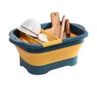 Portable Foldable Cleaning Bucket, Dish Pan with Drain Plug, Compact Wash Basin for Kitchen RV Camping Fishing Bathroom Laundry Outdoor Picnic Travel, Improved Space Efficiency