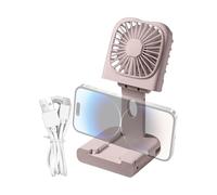 Portable Foldable Fan with Built-In Phone Holder, Compact Personal Cooling Device for Outdoor Sports Camping Shopping Fishing, Lightweight Rechargeable USB Fan with Adjustable Angles for On-the-Go Com