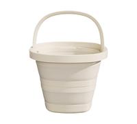 Portable Folding Bucket, 10L Large Water Container with Handle, Space-Saving Bucket for Camping Fishing Laundry Car Washing, Travel Beach Trips and Outdoor Utility Use, Beige