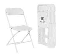 Portable Folding Chairs - Stackable Plastic Party Seats with Steel Frame for Indoor/Outdoor Events, Weddings, Patios, And Dining - 350 lbs Capacity, Ideal for Office And Home Use