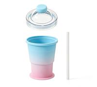 Portâble Folding Silicone Ice Hockey Cup with Built-in Straw | Dreamy Gradient Ice Mold Maker | Perfect Summer Outing Accessory for Cold Drinks | & Leak-Proof Travel Beverage Cup