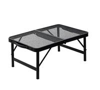Portable Grill Table - Adjustable Height Camping Table, Compact Metal Mesh Utility Stand, Foldable Outdoor Cooking with Carry Handle | Picnic, Beach Trips, Garden Gatherings, Patio Barbecue,