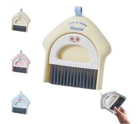 Portable Hand Broom and Dustpan Set, Interesting Small House Design Portable Mini Broom and Dustpan Set, Lightweight Dust Pan and Brooms for Desktop Kitchen Small Space Cleaning (Blue+Yellow)