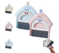 Portable Hand Broom and Dustpan Set, Interesting Small House Design Portable Mini Broom and Dustpan Set, Lightweight Dust Pan and Brooms for Desktop Kitchen Small Space Cleaning (Pink)