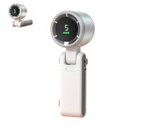 Portable Handheld Turbo Fan, Portable Handheld with Digital Display, 3 Speeds Adjustable, for Gym Travel Camping Outdoor Indoor Office (White)